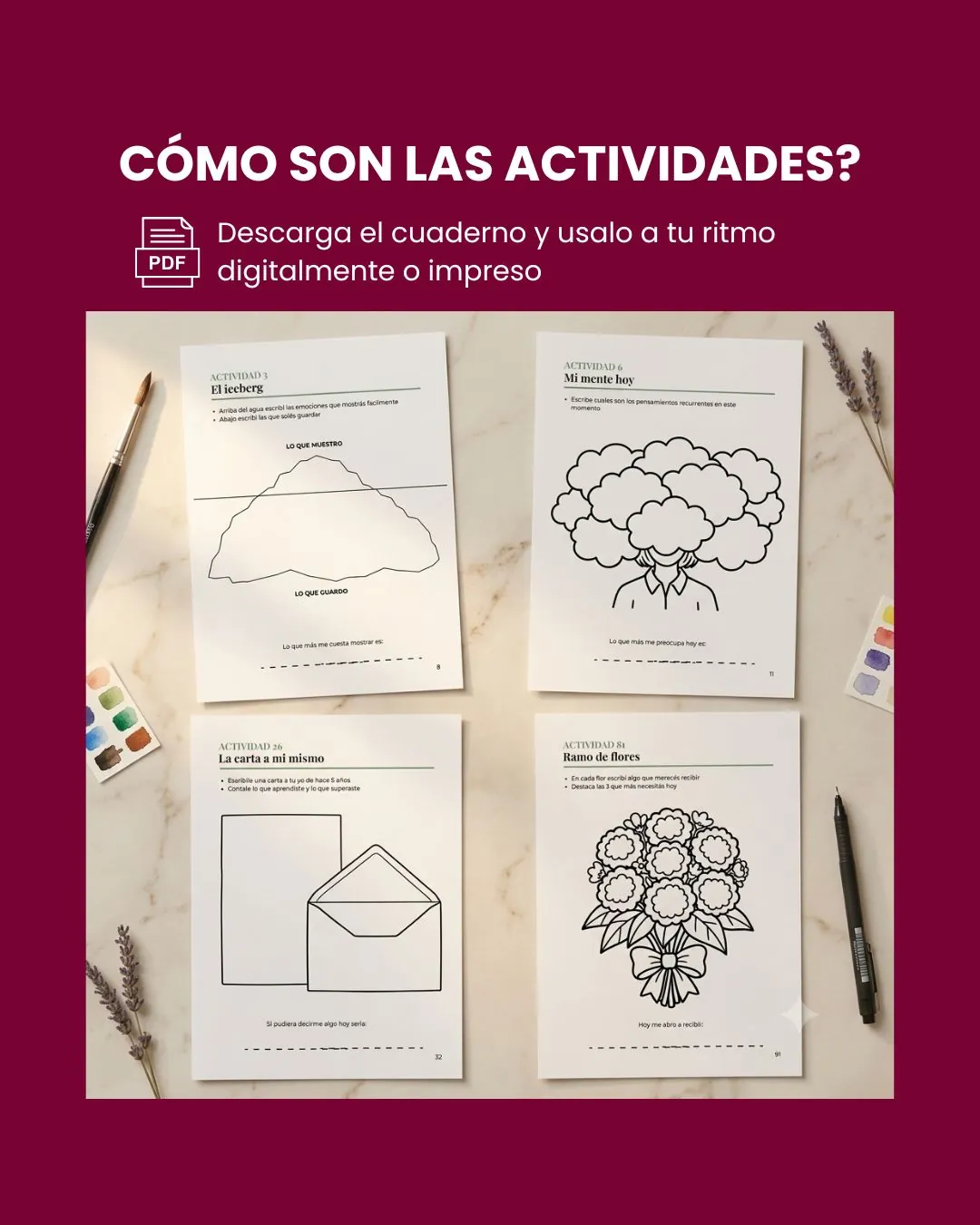 Cómo son las actividades — muestra del cuaderno