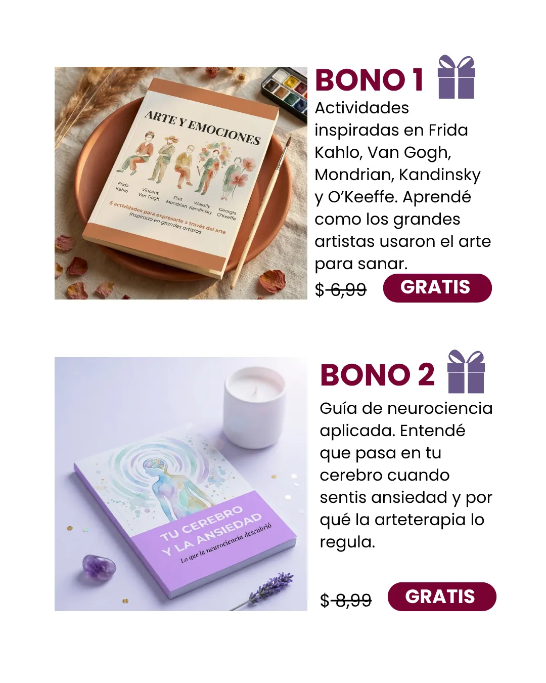 Bono 1: Arte y Emociones — Bono 2: Tu cerebro y la ansiedad
